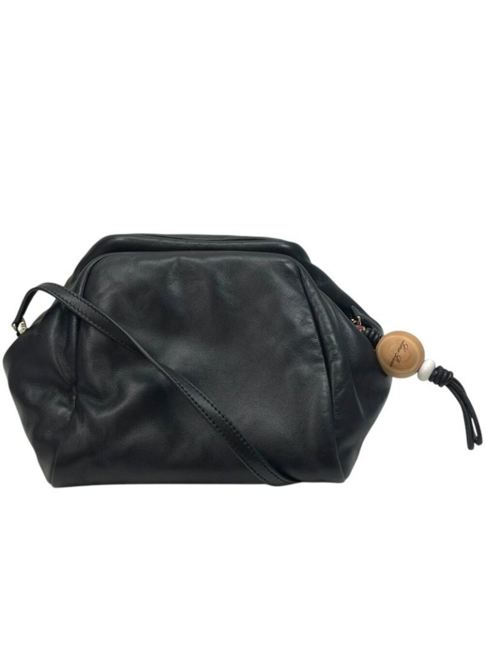 Loro Piana Shoulder Bag Crossbody Logo Charm Nappa Leather Black Classic